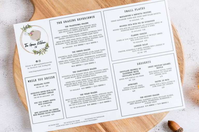 The Graze Kitchen Menu Design & Print